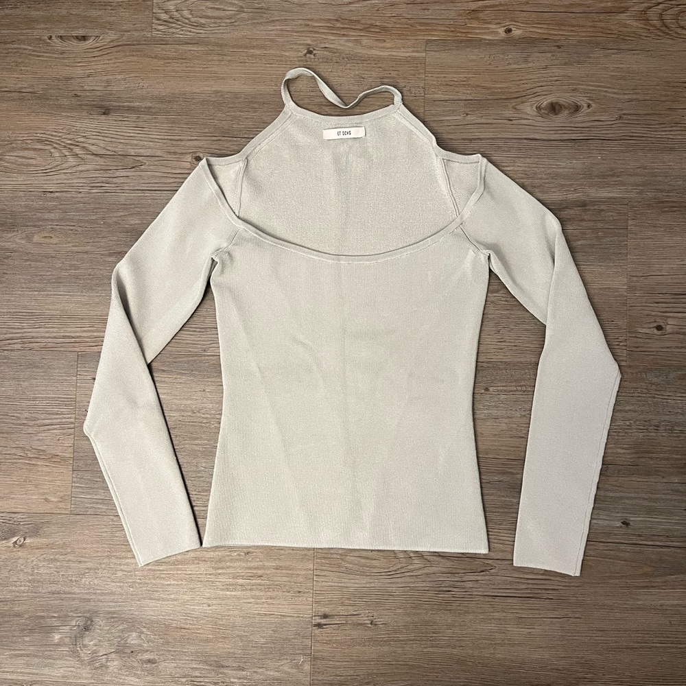 Et Ochs Long Sleeve Grey Mock Neck Top